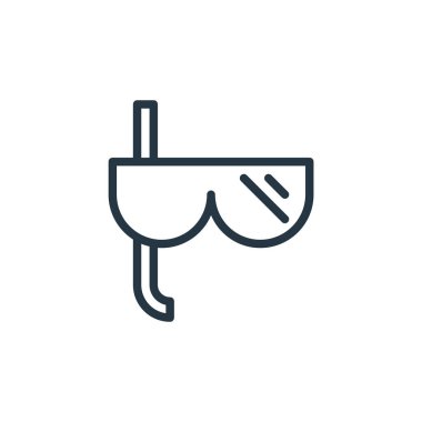 Dalış maskesi vektör simgesi. Dalış maskesi değiştirilebilir felç. Web ve mobil uygulamalarda kullanmak için dalış maskesi çizgisel sembolü, logo, yazdırma ortamı. İnce çizgili çizim. Vektör izole çizimi.