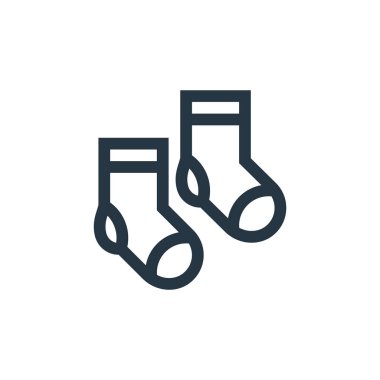 Çorap vektör simgesi. Çoraplar düzeltilebilir. İnternet ve mobil uygulamalarda kullanmak için çorap doğrusal sembolü, logo, yazdırma medyası. İnce çizgili çizim. Vektör izole çizimi.