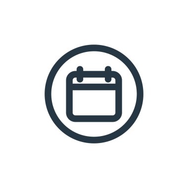 Takvim vektör simgesi. Düzenlenebilir felç. Web ve mobil uygulamalarda kullanmak için takvim doğrusal sembolü, logo, yazdırma ortamı. İnce çizgili çizim. Vektör izole çizimi.