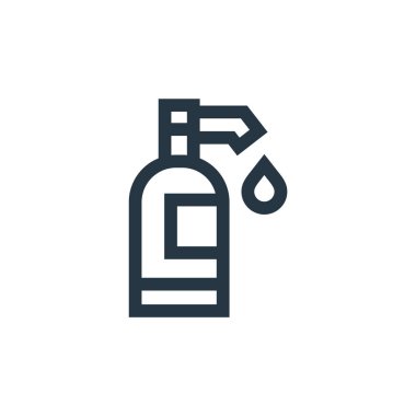 Şampuan vektör simgesi. Yıkanabilir şampuan darbesi. İnternet ve mobil uygulamalarda kullanım için şampuan doğrusal sembolü, logo, yazdırma medyası. İnce çizgili çizim. Vektör izole çizimi.