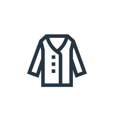 Hırka vektör simgesi. Düzenlenebilir hırka darbesi. İnternet ve mobil uygulamalarda, logoda ve yazılı medyada kullanılmak üzere hırka lineer sembolü. İnce çizgili çizim. Vektör izole çizimi.