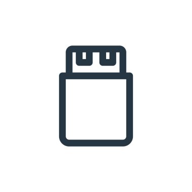 usb vektör simgesi. Kurgulanabilir felç. usb web ve mobil uygulamalarda kullanmak için doğrusal sembol, logo, yazdırma ortamı. İnce çizgili çizim. Vektör izole çizimi.