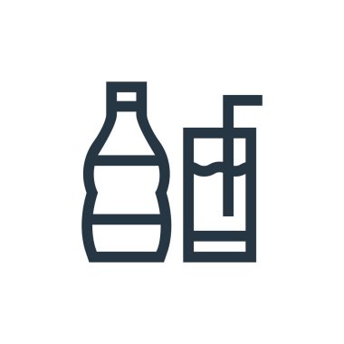 Soda vektör simgesi. Kurgulanabilir soda vuruşu. Web ve mobil uygulamalarda kullanmak için soda lineer sembolü, logo, yazdırma medyası. İnce çizgili çizim. Vektör izole çizimi.