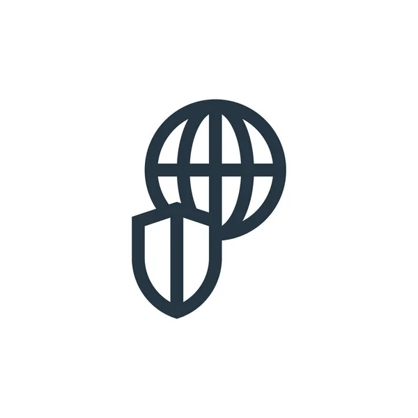 Ikona Wektora Globalnego Bezpieczeństwa Globalne Bezpieczeństwo Edytowalne Uderzenie Globalny Symbol — Wektor stockowy