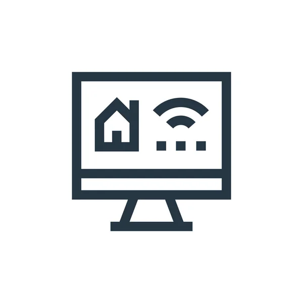 スマートホーム ベクトル アイコン スマートホーム編集可能なストローク Webおよびモバイルアプリ 印刷メディアで使用するためのスマートホーム線形シンボル 細い線のイラスト ベクトル絶縁外形図面 — ストックベクタ