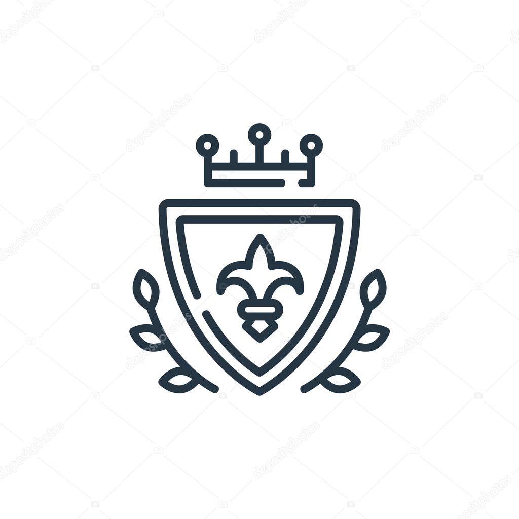heraldic vector icon. heraldic editable stroke. heraldic linear symbol for use on web and mobile apps, logo, print media. Thin line illustration. Vector isolated outline drawing.