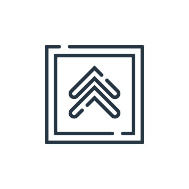 yukarı ok vektör simgesi. Okun yayılabilir vuruşunu arttır. Web ve mobil uygulamalarda kullanmak için ok doğrusal sembolünü yükselt, logo, yazdırma ortamı. İnce çizgili çizim. Vektör izole çizimi.