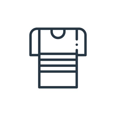 Gömlek vektör simgesi. Tişört değiştirilebilir vuruş. İnternet ve mobil uygulamalarda, logoda, yazılı medyada kullanılacak doğrusal tişört sembolü. İnce çizgili çizim. Vektör izole çizimi.