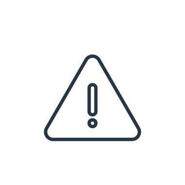 Uyarı işareti vektör simgesi. Uyarı işareti değiştirilebilir felç. Web ve mobil uygulamalar, logo ve yazdırma ortamlarında kullanılması için uyarı işareti lineer simgesi. İnce çizgili çizim. Vektör izole çizimi.