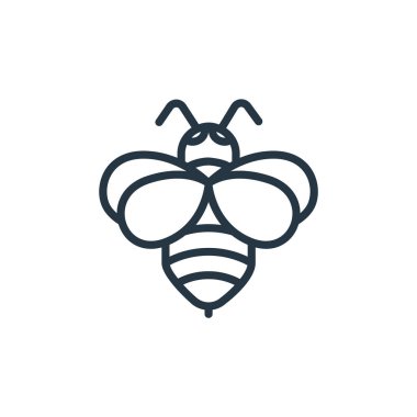 Arı vektör simgesi. Arı inmesi. Web ve mobil uygulamalarda, logoda ve yazılı medyada kullanmak için arı doğrusal sembolü. İnce çizgili çizim. Vektör izole çizimi.