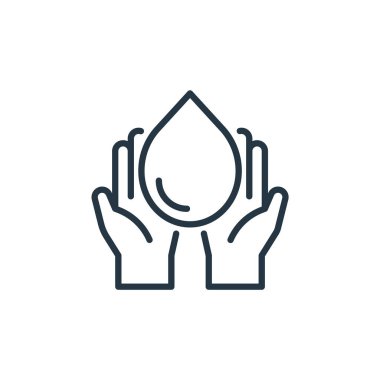 Yıkanan eller vektör simgesi. Yıkanan eller düzeltilebilir felç. Web ve mobil uygulamalarda kullanım için el yıkama lineer sembolü, logo, yazdırma medyası. İnce çizgili çizim. Vektör izole çizimi.