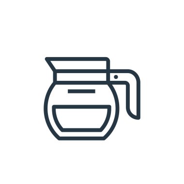 Kahve makinesi vektör simgesi. Kahve makinesi inme inmesi. Web ve mobil uygulamalarda, logoda ve yazılı medyada kullanılmak üzere kahve makinesi doğrusal sembolü. İnce çizgili çizim. Vektör izole çizimi.