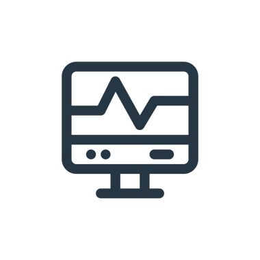 Kardiyogram vektör simgesi. Kardiyogram düzenlenebilir felç. Web ve mobil uygulamalarda kullanmak için kardiyogram lineer sembolü, logo, yazdırma ortamı. İnce çizgili çizim. Vektör izole çizimi.