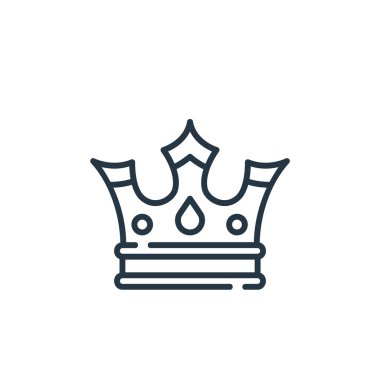 Taç vektör simgesi. Kurgulanabilir taç vuruşu. taç lineer sembolü web ve mobil uygulamalar, logo, yazdırma medyası için. İnce çizgili çizim. Vektör izole çizimi.