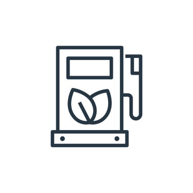 Yakıt istasyonu vektör simgesi. Yakıt istasyonu düzenlenebilir vuruşu. Web ve mobil uygulamalarda kullanmak için yakıt istasyonu lineer sembolü, logo, yazdırma medyası. İnce çizgili çizim. Vektör izole çizimi.