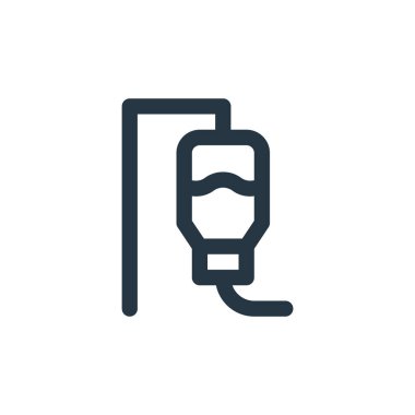 infüzyon vektör simgesi. İnfüzyon düzenlenebilir felç. Web ve mobil uygulamalarda, logoda, yazıcı ortamında kullanmak için infüzyon lineer sembolü. İnce çizgili çizim. Vektör izole çizimi.