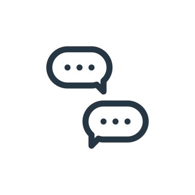 konuşma vektörü simgesi. sohbet kurgulanabilir felç. Web ve mobil uygulamalarda, logoda ve yazılı medyada kullanmak için konuşma lineer sembolü. İnce çizgili çizim. Vektör izole çizimi.