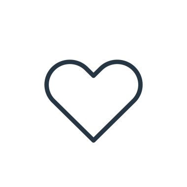 Kalp vektör simgesi. Kalp çarpıntısı. İnternet ve mobil uygulamalarda, logoda ve yazılı medyada kullanılmak üzere kalp doğrusal sembolü. İnce çizgili çizim. Vektör izole çizimi.