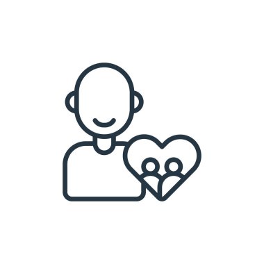 Sosyal hizmet vektör ikonu. Düzenlenebilir sosyal yardım felci. Web ve mobil uygulamalarda kullanım için sosyal hizmet lineer sembolü, logo, yazdırma medyası. İnce çizgili çizim. Vektör izole çizimi.