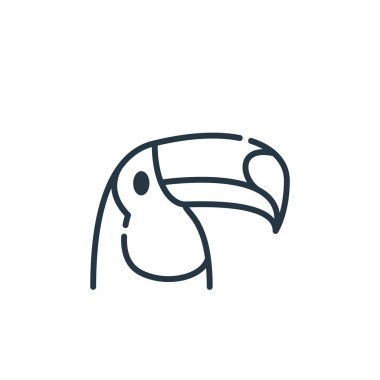 Toucan vektör simgesi. İnme inebilir. tukan lineer sembolü web ve mobil uygulamalar, logo, yazdırma medyası için. İnce çizgili çizim. Vektör izole çizimi.
