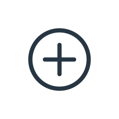 vektör simgesi ekle. Düzenlenebilir felç ekle. Web ve mobil uygulamalarda kullanmak için doğrusal sembol ekle, logo, yazdırma ortamı. İnce çizgili çizim. Vektör izole çizimi.