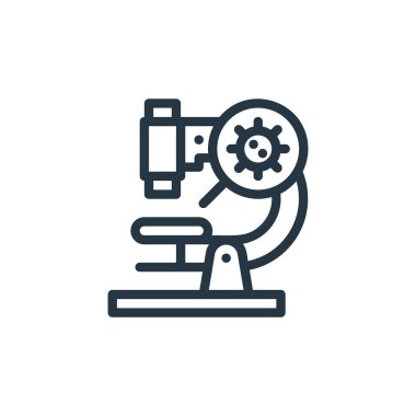 Mikroskop vektör simgesi. mikroskop yenilebilir vuruş. Web ve mobil uygulamalarda kullanmak için mikroskop doğrusal sembolü, logo, yazdırma medyası. İnce çizgili çizim. Vektör izole çizimi.