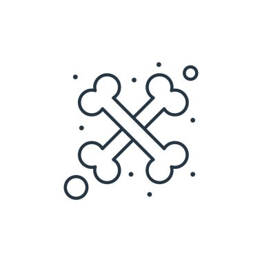 Kemik vektör simgesi. Kemiklere uygulanabilir felç. İnternet ve mobil uygulamalarda, logoda ve yazılı medyada kullanılacak doğrusal kemik sembolü. İnce çizgili çizim. Vektör izole çizimi.