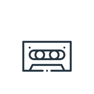 kaset bant vektör simgesi. bant kaydı düzenlenebilir vuruş. İnternet ve mobil uygulamalarda, logoda ve yazılı medyada kullanılacak doğrusal kaset sembolü. İnce çizgili çizim. Vektör izole çizimi.