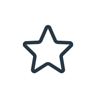 Yıldız vektör simgesi. Yıldız şeklinde düzenlenebilir vuruş. Web ve mobil uygulamalarda kullanmak için yıldız doğrusal sembolü, logo, yazdırma medyası. İnce çizgili çizim. Vektör izole çizimi.