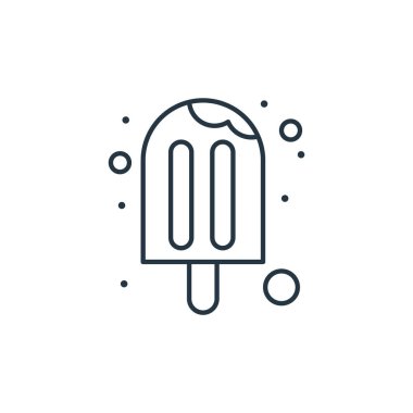 dondurma vektör simgesi. Dondurma dilimi. Web ve mobil uygulamalarda, logoda ve yazılı medyada kullanılmak üzere dondurma doğrusal sembolü. İnce çizgili çizim. Vektör izole çizimi.