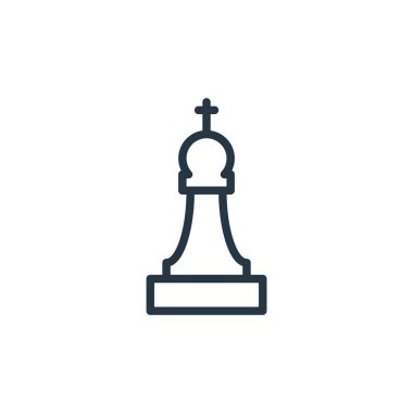 Satranç oyunu vektör simgesi. Satranç oynanabilir vuruş. İnternet ve mobil uygulamalarda kullanım için satranç oyunu lineer sembolü, logo, yazdırma medyası. İnce çizgili çizim. Vektör izole çizimi.