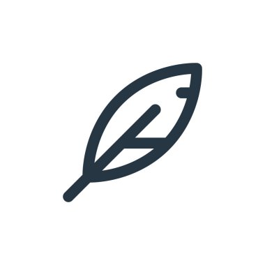 Tüy vektör simgesi. Tüylü inme. Web ve mobil uygulamalarda, logoda ve yazılı medyada kullanmak için doğrusal tüy sembolü. İnce çizgili çizim. Vektör izole çizimi.