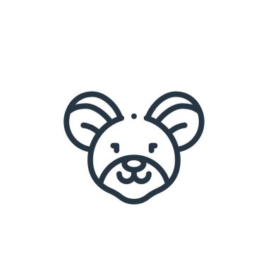 Fare vektör simgesi. Fare inmesi. Web ve mobil uygulamalarda kullanmak için fare doğrusal sembolü, logo, yazdırma medyası. İnce çizgili çizim. Vektör izole çizimi.