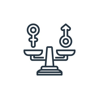 Cinsellik vektör simgesi. Cinsellik düzeltilebilir felç. Web ve mobil uygulamalarda, logoda ve yazılı medyada kullanılacak cinsiyet doğrusal sembolü. İnce çizgili çizim. Vektör izole çizimi.