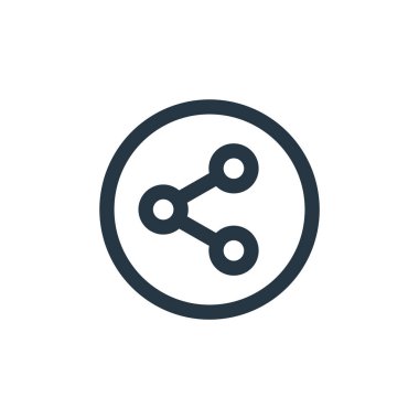 Ortak vektör simgesi. paylaşılabilir felç. Web ve mobil uygulamalar, logo ve yazdırma ortamlarında kullanım için doğrusal sembolü paylaş. İnce çizgili çizim. Vektör izole çizimi.