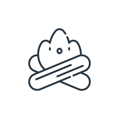 Şenlik ateşi vektör simgesi. Kurgulanabilir şenlik ateşi. İnternet ve mobil uygulamalarda kullanmak için şenlik ateşi lineer sembolü, logo, yazdırma medyası. İnce çizgili çizim. Vektör izole çizimi.