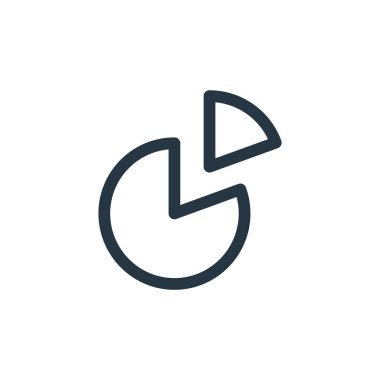 Pasta grafik vektör simgesi. Pasta grafiği düzeltilebilir felç. Web ve mobil uygulamalarda, logoda, yazıcı ortamında kullanmak için doğrusal turta grafiği sembolü. İnce çizgili çizim. Vektör izole çizimi.