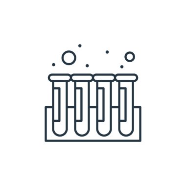 Test tüpleri vektör simgesi. Test tüpleri değiştirilebilir felç. Web ve mobil uygulamalarda kullanmak için test tüpleri doğrusal sembolü, logo, yazdırma ortamı. İnce çizgili çizim. Vektör izole çizimi.