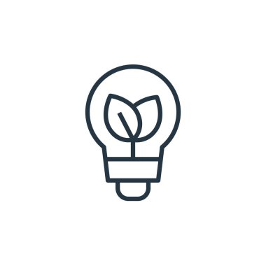 Yeşil enerji vektör simgesi. Yeşil enerji değiştirilebilir felç. Ağ ve mobil uygulamalarda, logoda ve yazılı medyada kullanılmak üzere yeşil enerji doğrusal sembolü. İnce çizgili çizim. Vektör izole çizimi.