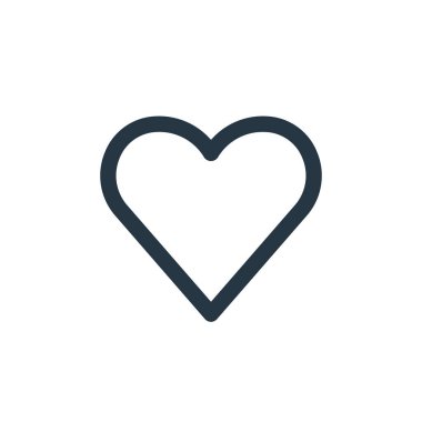 Kalp vektör simgesi. Kalp çarpıntısı. İnternet ve mobil uygulamalarda, logoda ve yazılı medyada kullanılmak üzere kalp doğrusal sembolü. İnce çizgili çizim. Vektör izole çizimi.