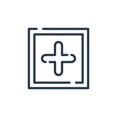 vektör simgesi ekle. Düzenlenebilir felç ekle. Web ve mobil uygulamalarda kullanmak için doğrusal sembol ekle, logo, yazdırma ortamı. İnce çizgili çizim. Vektör izole çizimi.