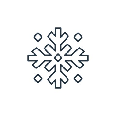 Kar Tanesi vektör simgesi. Düzenlenebilir kar tanesi vuruşu. Web ve mobil uygulamalarda, logoda, yazdırma ortamında kullanmak için kar tanesi doğrusal sembolü. İnce çizgili çizim. Vektör izole çizimi.
