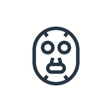yüz maskesi vektör simgesi. Yüz maskesi değiştirilebilir felç. Web ve mobil uygulamalarda kullanmak için yüz maskesi çizgisel sembolü, logo, yazdırma medyası. İnce çizgili çizim. Vektör izole çizimi.