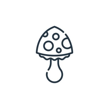 Mantar vektör simgesi. Mantar inmesi. Mantar doğrusal sembolü web ve mobil uygulamalarda, logoda, yazdırma ortamında kullanılır. İnce çizgili çizim. Vektör izole çizimi.