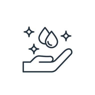 El yıkama vektör simgesi. Elle yıkanabilir felç. Web ve mobil uygulamalarda kullanmak için el yıkama lineer sembolü, logo, yazdırma medyası. İnce çizgili çizim. Vektör izole çizimi.