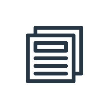 Gazete vektör simgesi. Gazetelerde yayınlanabilir felç. İnternet ve mobil uygulamalarda kullanım için gazete lineer sembolü, logo, yazdırma medyası. İnce çizgili çizim. Vektör izole çizimi.