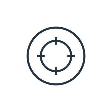 hedef vektör simgesi. Hedef değiştirilebilir vuruş. Web ve mobil uygulamalar, logo ve yazdırma ortamlarında kullanılacak doğrusal simgeyi hedef al. İnce çizgili çizim. Vektör izole çizimi.