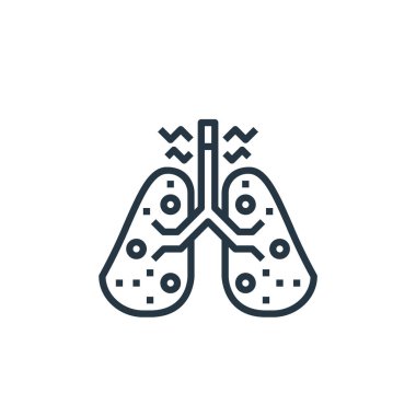 Akciğer vektör simgesi. Akciğerler düzenlenebilir felç. Akciğer lineer sembolü web ve mobil uygulamalarda, logoda, yazdırma ortamında kullanılır. İnce çizgili çizim. Vektör izole çizimi.