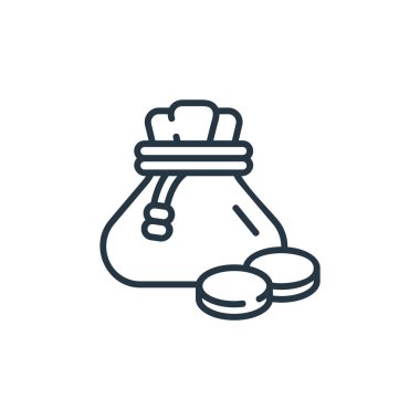 Madeni para vektör simgesi. Yazı tura atalım. Web ve mobil uygulamalarda kullanmak için para doğrusal sembolü, logo, yazdırma medyası. İnce çizgili çizim. Vektör izole çizimi.