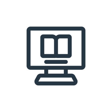 Defter vektör simgesi. Kitap düzenlenebilir felç. Web ve mobil uygulamalarda, logoda ve yazılı medyada kullanılacak doğrusal defter sembolü. İnce çizgili çizim. Vektör izole çizimi.